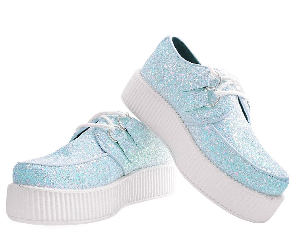V9312 Womens White Iridescent Glitter Creeper 2 V9312 Womens White Iridescent Glitter Creeper