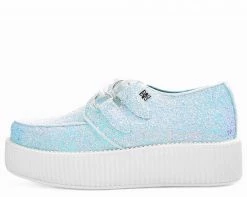 V9312 Womens White Iridescent Glitter Creeper 9 V9312 Womens White Iridescent Glitter Creeper