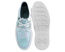 V9312 Womens White Iridescent Glitter Creeper 10 V9312 Womens White Iridescent Glitter Creeper