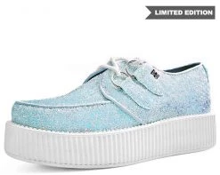 V9312 Womens White Iridescent Glitter Creeper