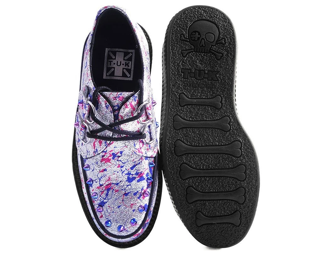 V9317 Silver Multi Paint Splash Spiked Creeper 4 V9317 Silver Multi Paint Splash Spiked Creeper