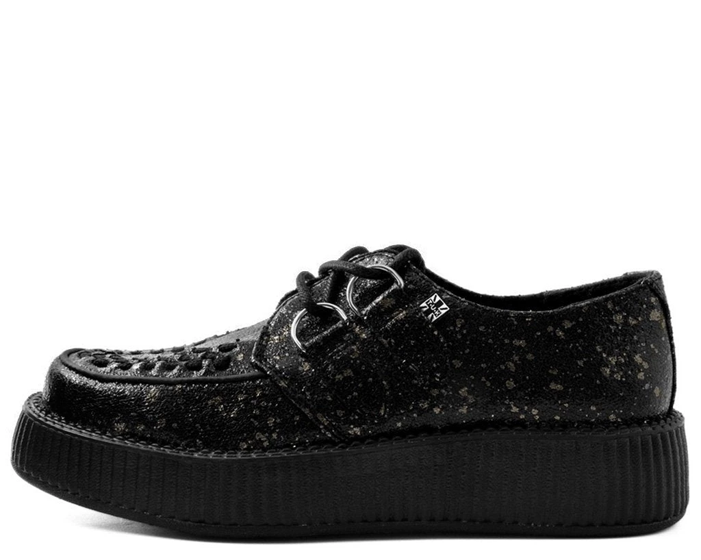 V9318 Womens Black & Chrome Paint Splatter Creeper 3 V9318 Womens Black & Chrome Paint Splatter Creeper
