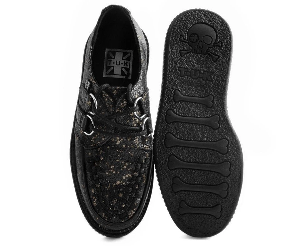 V9318 Womens Black & Chrome Paint Splatter Creeper 4 V9318 Womens Black & Chrome Paint Splatter Creeper