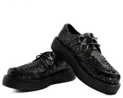 V9318 Womens Black & Chrome Paint Splatter Creeper