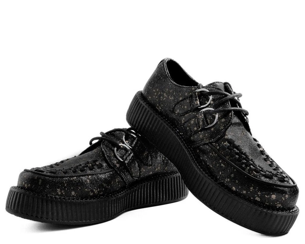 V9318 Womens Black & Chrome Paint Splatter Creeper 2 V9318 Womens Black & Chrome Paint Splatter Creeper
