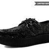 V9318 Womens Black & Chrome Paint Splatter Creeper
