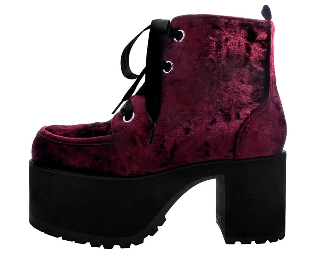 A9347L Burgundy Crushed Velvet Nosebleed Boot - *FINAL SALE/NON-RETURNABLE 2 A9347L Burgundy Crushed Velvet Nosebleed Boot - *FINAL SALE/NON-RETURNABLE