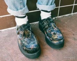 V9407 Dark Floral Velvet Viva Mondo Creeper Womens