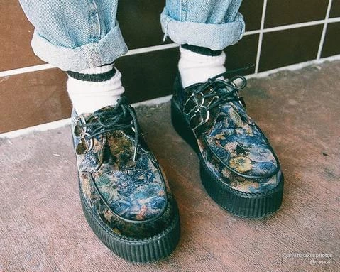 V9407 Dark Floral Velvet Viva Mondo Creeper Womens 2 V9407 Dark Floral Velvet Viva Mondo Creeper Womens