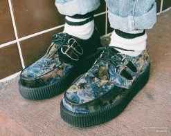 V9407 Dark Floral Velvet Viva Mondo Creeper Womens 12 V9407 Dark Floral Velvet Viva Mondo Creeper Womens