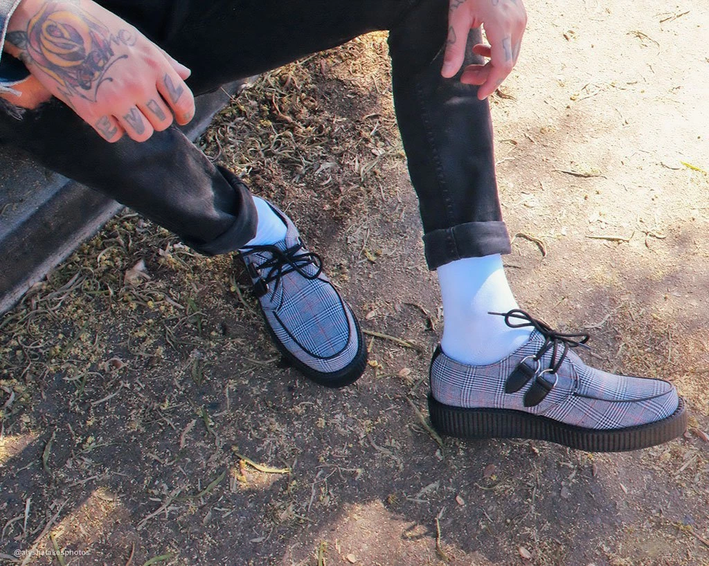 V9535 Womens Grey Plaid Viva Low Creeper 3 V9535 Womens Grey Plaid Viva Low Creeper