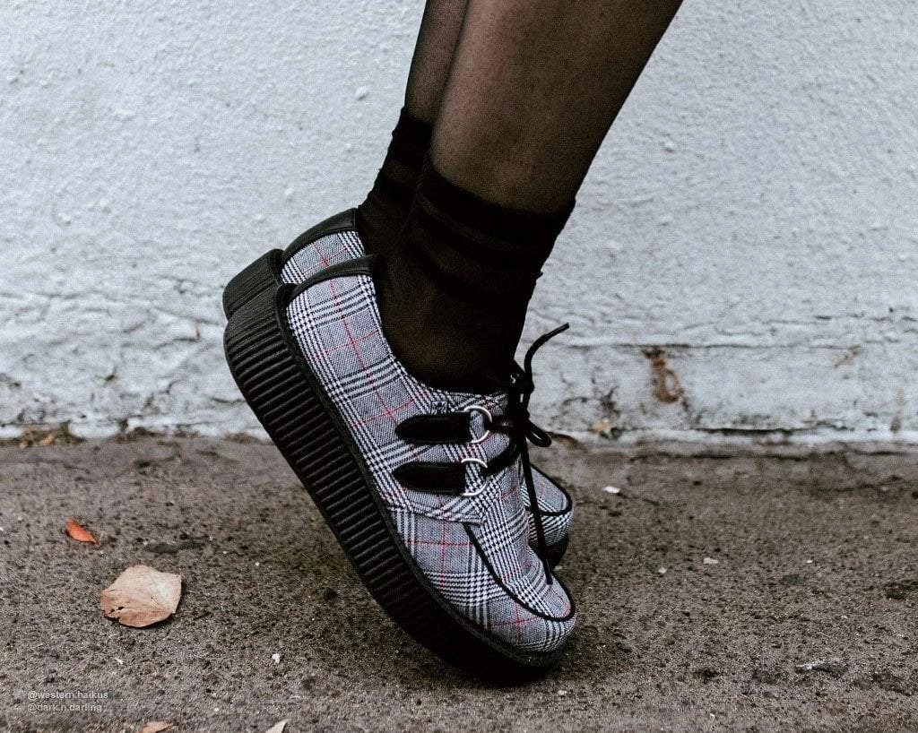 V9535 Womens Grey Plaid Viva Low Creeper 4 V9535 Womens Grey Plaid Viva Low Creeper