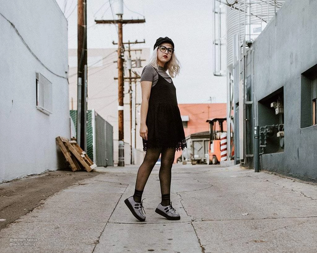 V9535 Womens Grey Plaid Viva Low Creeper 5 V9535 Womens Grey Plaid Viva Low Creeper