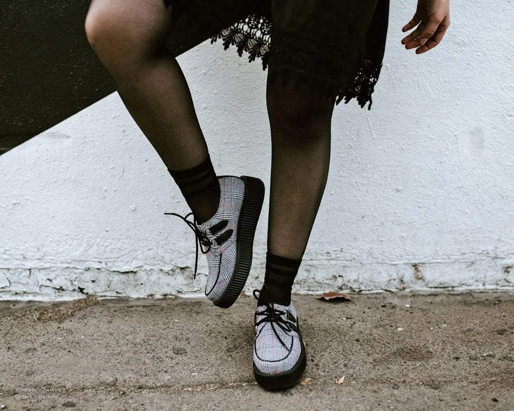 V9535 Womens Grey Plaid Viva Low Creeper 6 V9535 Womens Grey Plaid Viva Low Creeper