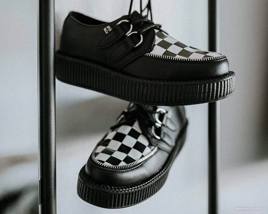V9536 Black & White Checkered Viva Mondo Creeper Womens 2 V9536 Black & White Checkered Viva Mondo Creeper Womens