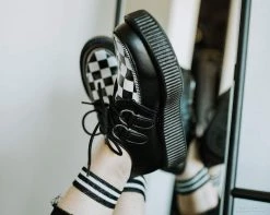 V9536 Black & White Checkered Viva Mondo Creeper Womens 14 V9536 Black & White Checkered Viva Mondo Creeper Womens