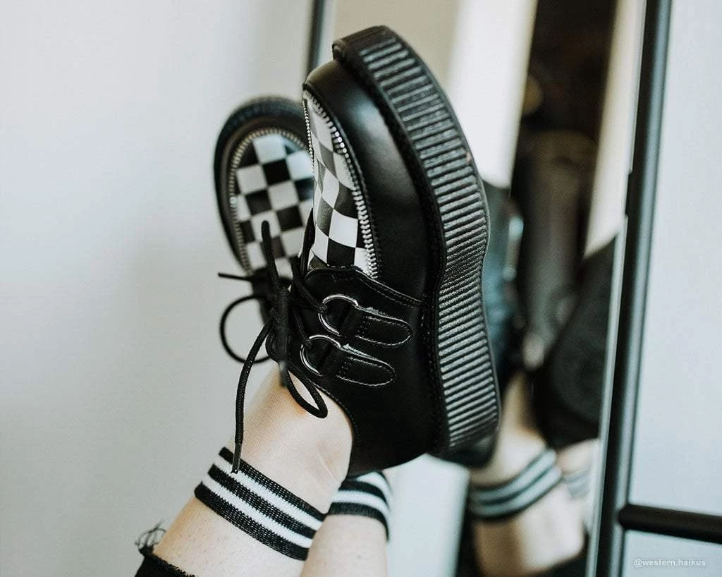 V9536 Black & White Checkered Viva Mondo Creeper Womens 6 V9536 Black & White Checkered Viva Mondo Creeper Womens