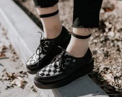 V9536 Black & White Checkered Viva Mondo Creeper Womens 15 V9536 Black & White Checkered Viva Mondo Creeper Womens