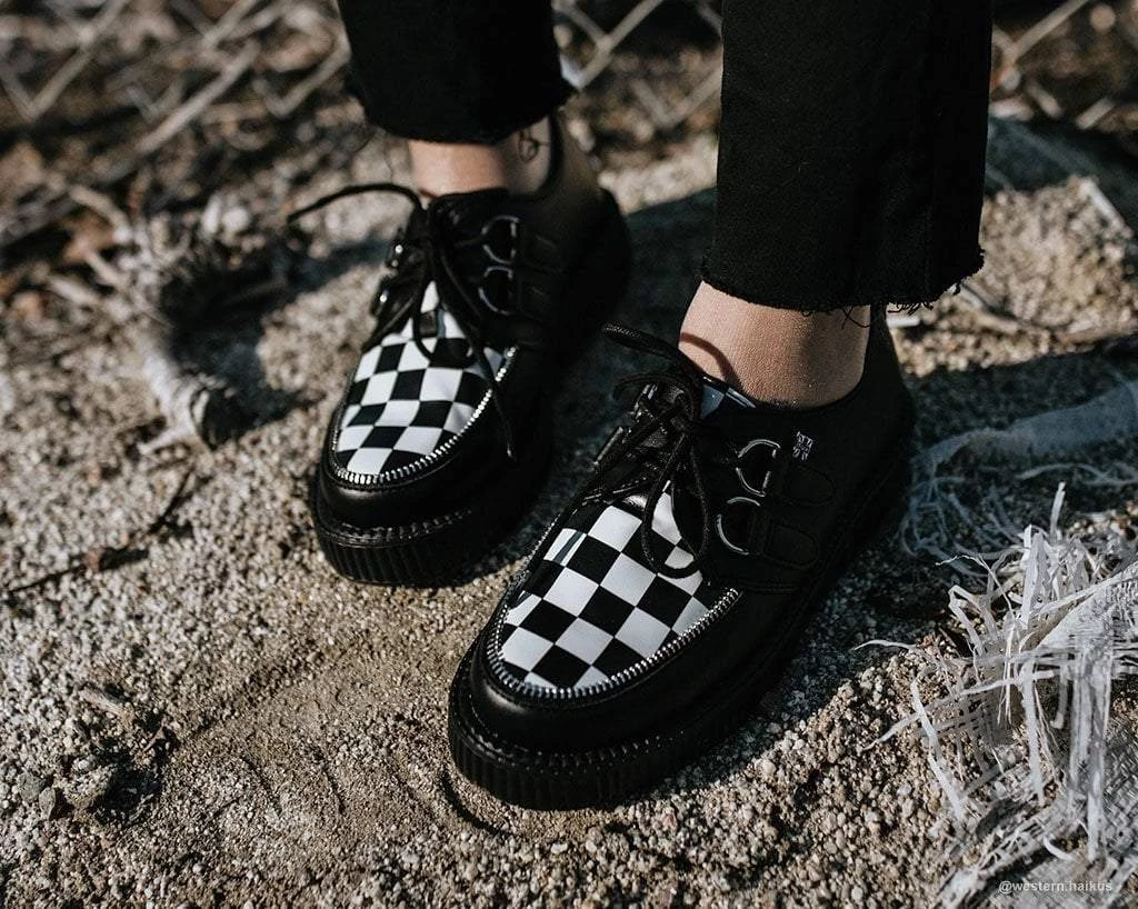 V9536 Black & White Checkered Viva Mondo Creeper Womens 8 V9536 Black & White Checkered Viva Mondo Creeper Womens