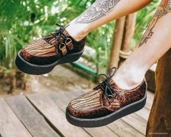 V9650 Brown Faux Animal Viva Mondo Creeper 14 V9650 Brown Faux Animal Viva Mondo Creeper