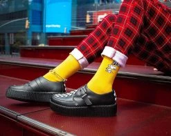 V9741 Womens Black & White Checkered Strip Viva Mondo Creeper