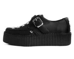 V9741 Womens Black & White Checkered Strip Viva Mondo Creeper