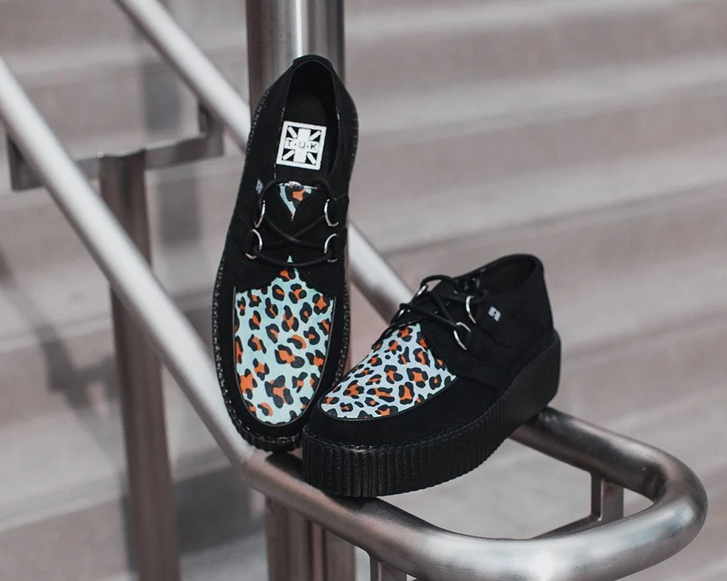 V9808 Black & Mint Leopard Viva Mondo Creeper Womens 2 V9808 Black & Mint Leopard Viva Mondo Creeper Womens