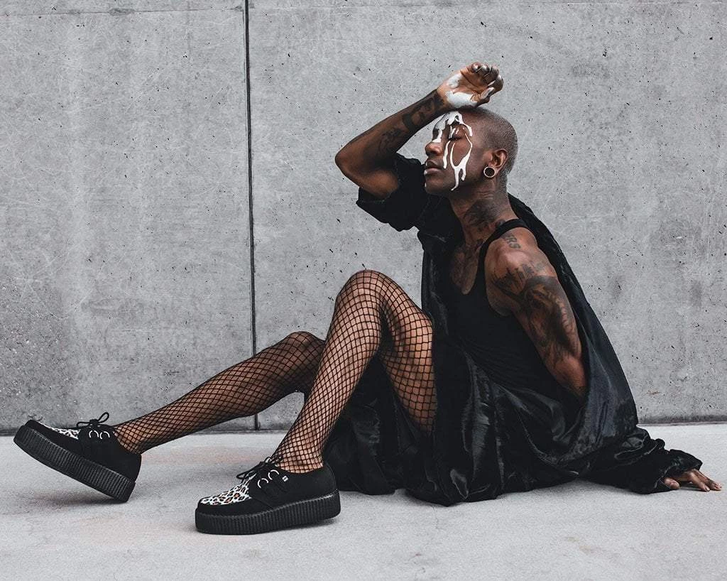 V9808 Black & Mint Leopard Viva Mondo Creeper Womens 6 V9808 Black & Mint Leopard Viva Mondo Creeper Womens