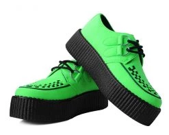 V9819 Lime Faux Suede Interlace Creeper 7 V9819 Lime Faux Suede Interlace Creeper