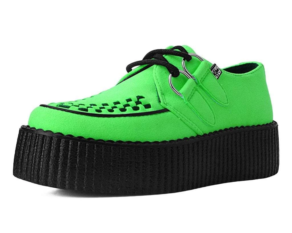 V9819 Lime Faux Suede Interlace Creeper 1 V9819 Lime Faux Suede Interlace Creeper