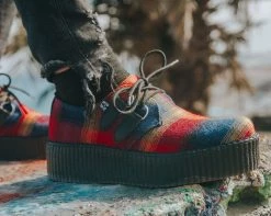 V9907 Womens Orange Plaid D-Ring Viva Creeper