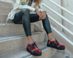 V9907 Womens Orange Plaid D-Ring Viva Creeper 11 V9907 Womens Orange Plaid D-Ring Viva Creeper