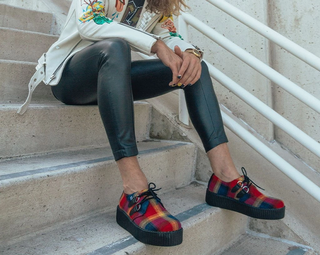 V9907 Womens Orange Plaid D-Ring Viva Creeper 6 V9907 Womens Orange Plaid D-Ring Viva Creeper