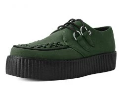 V9920 Olive Faux Suede Interlace Mondo Creeper Womens